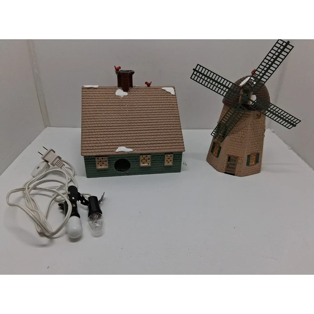 Dept 56 Snow Village Home Sweet Home House And Windmill Lighted W/Box Christmas